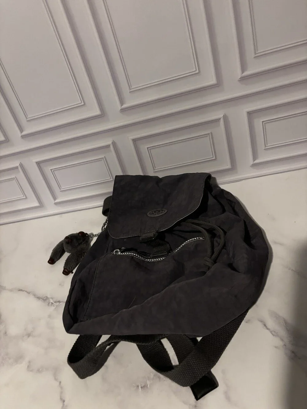 Kipling Scoop Medium Backpack Gray Nylon Monkey Keychain BP2376 Bookbag Bag